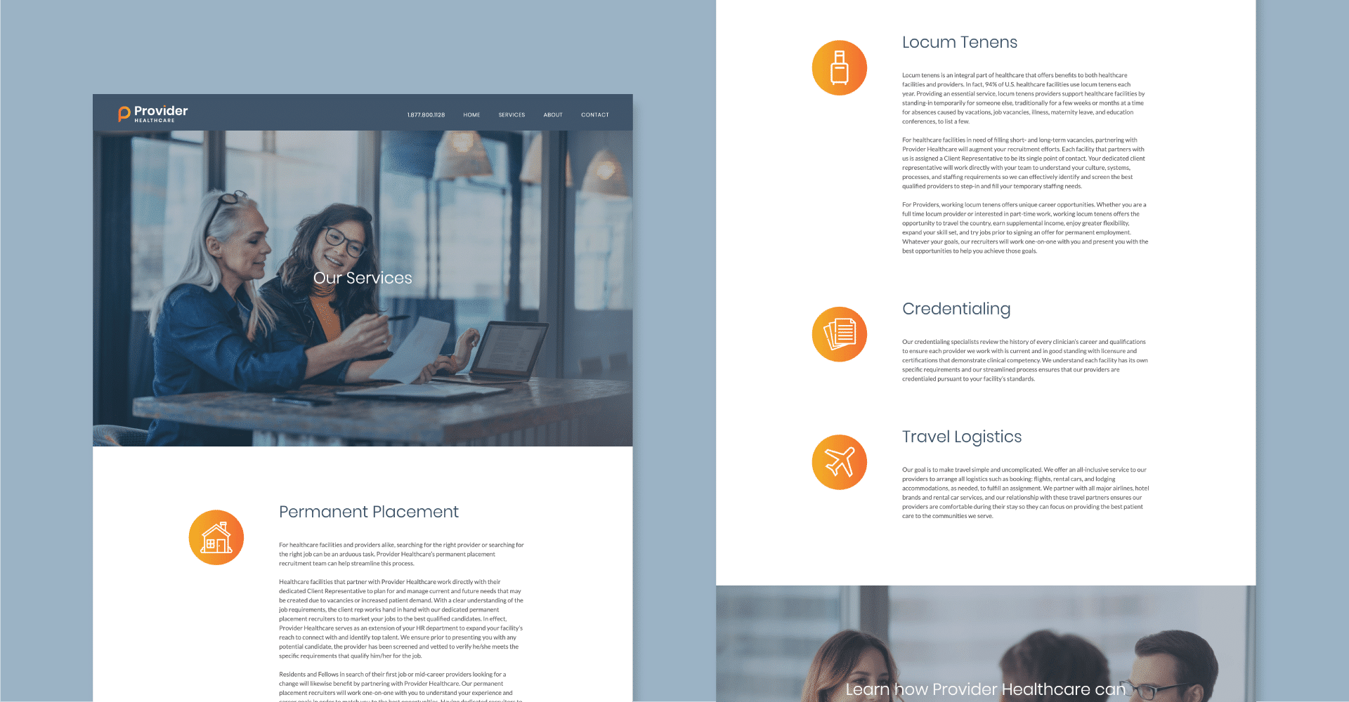 Provider Healthcare page layout design by Anchor & Alpine examples