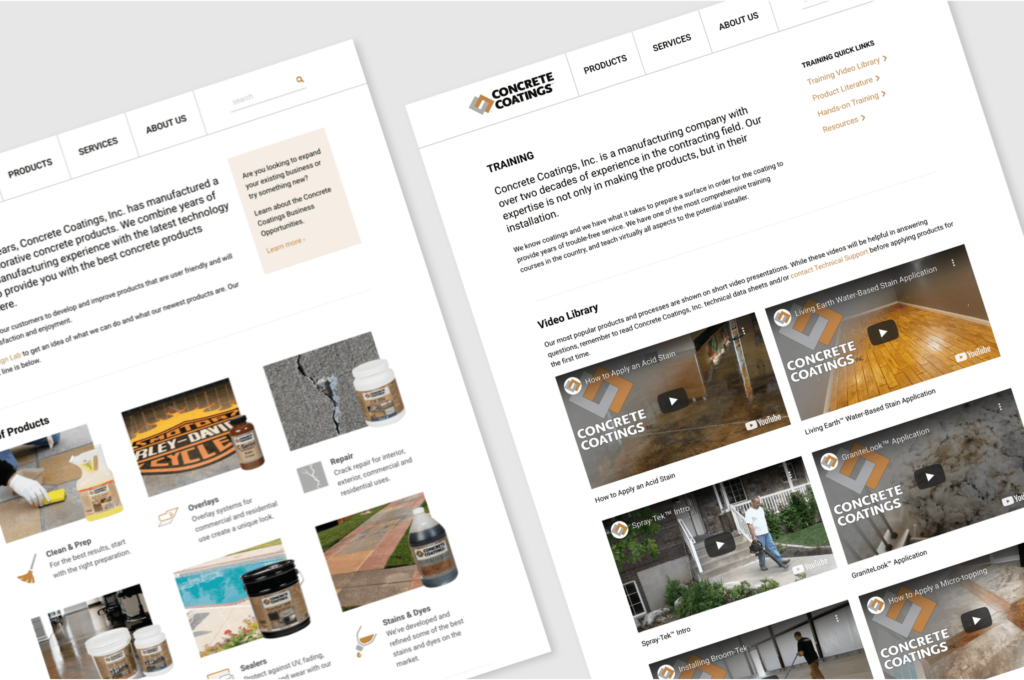 Concrete Coatings website page design examples