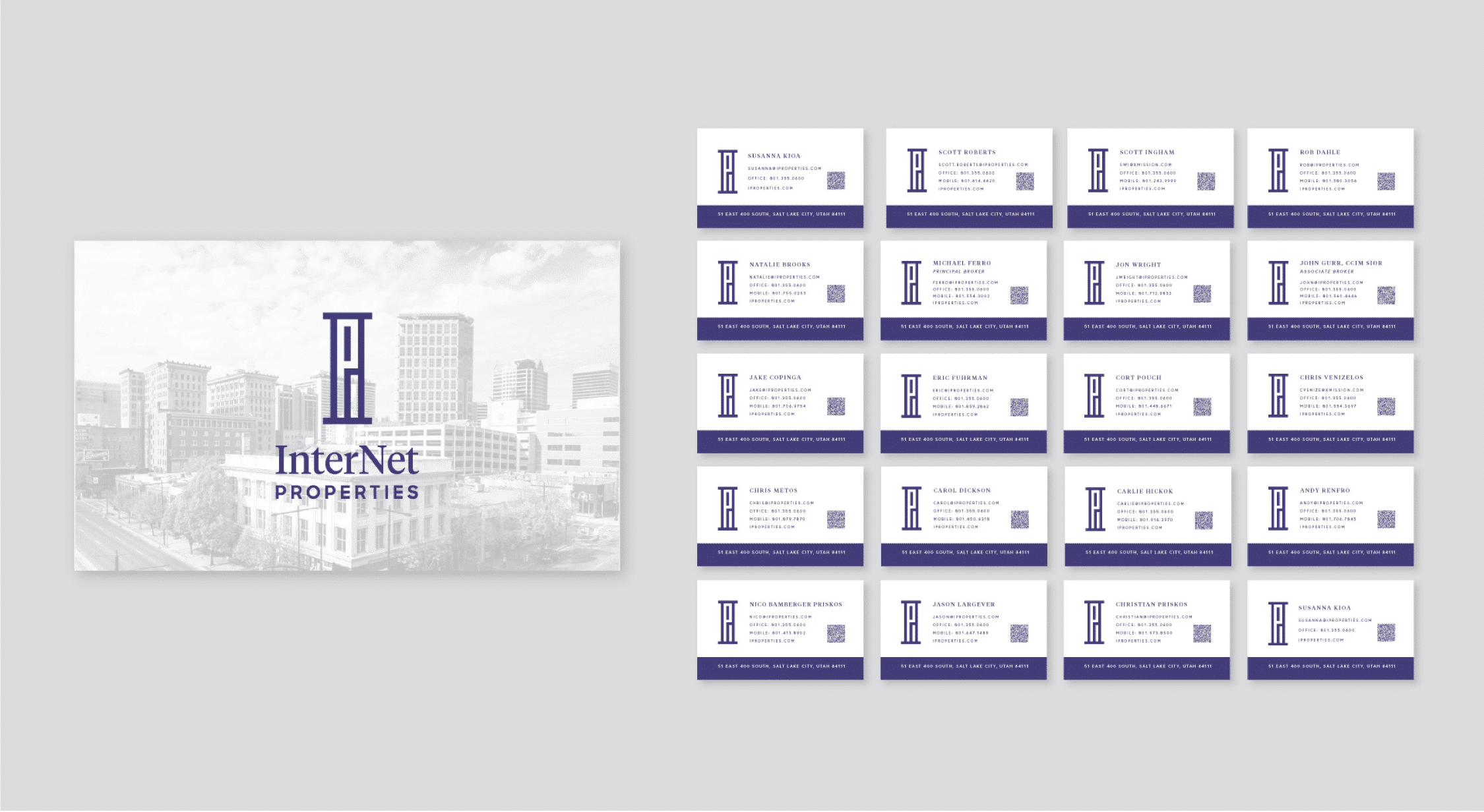 Internet Properties business cards with branding and design by Anchor & Alpine