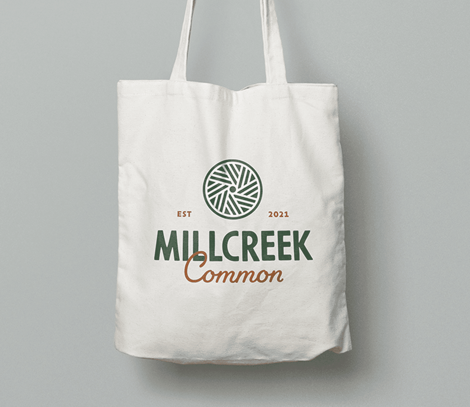 Millcreek Common tote bag with logo on it