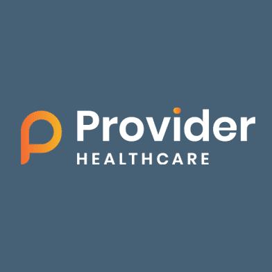 Provider Healthcare logo on blue background.