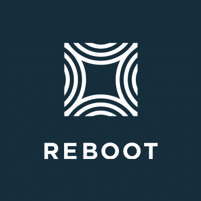 Reboot logo on dark blue background.