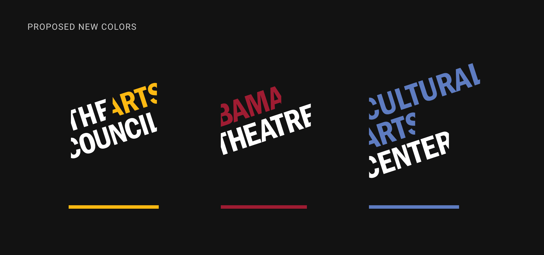 Graphic showing proposed new colors for TuscArts website project